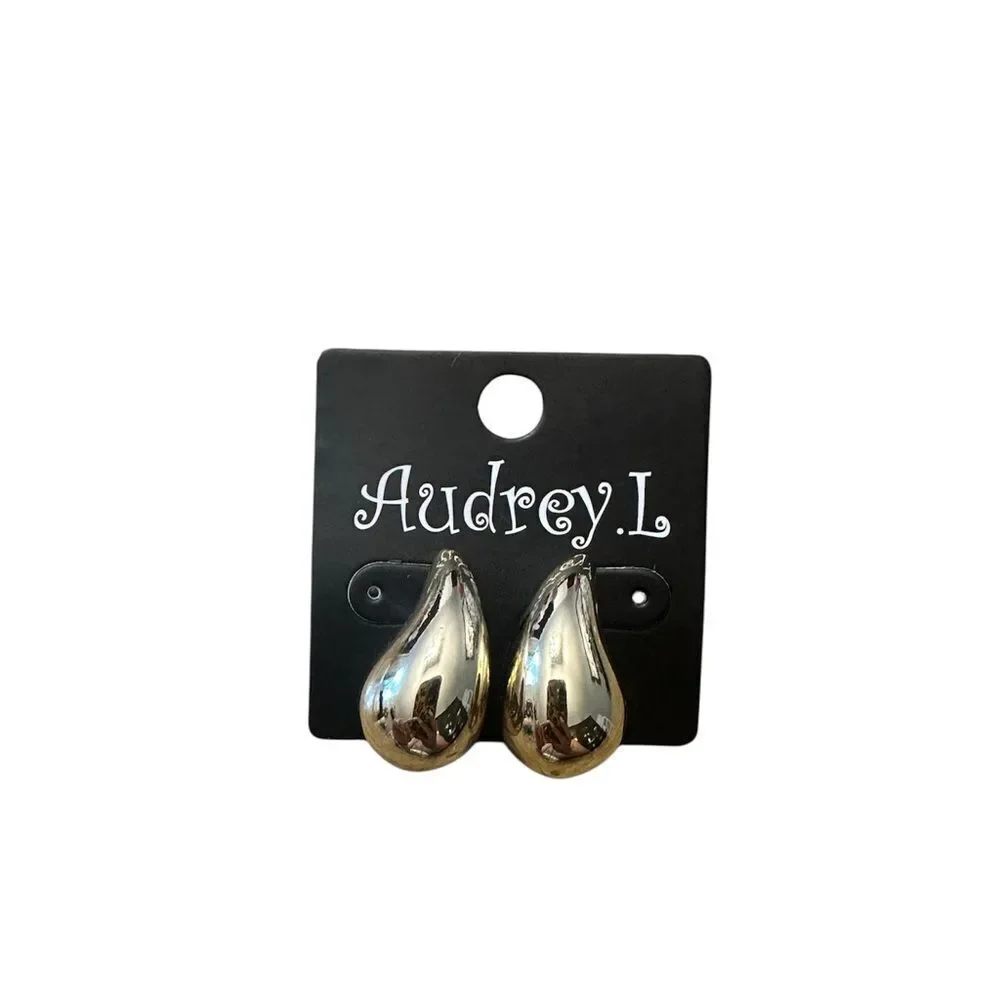 Audrey.L Gold Teardrop Earrings